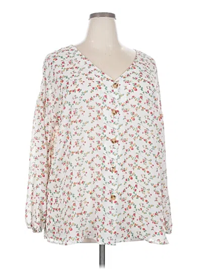 Pre-owned Suzanne Betro Long Sleeve Blouse In White