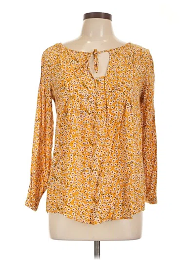 Pre-owned Suzanne Betro Long Sleeve Blouse In Yellow