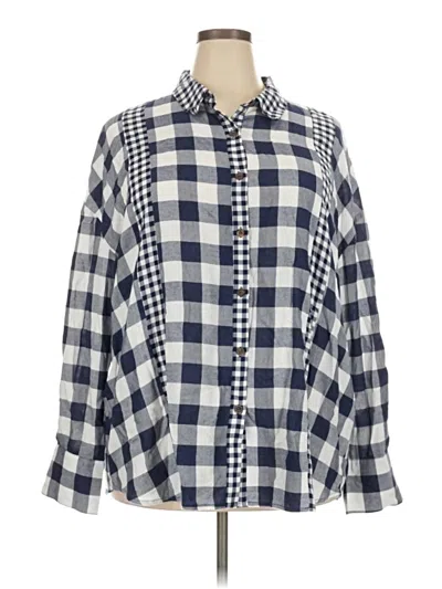 Pre-owned Suzanne Betro Long Sleeve Button Down Shirt In Blue