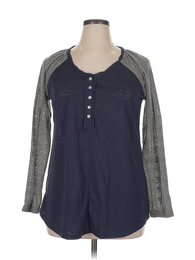 Pre-owned Suzanne Betro Long Sleeve Henley Shirt In Gray