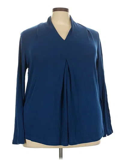 Pre-owned Suzanne Betro Long Sleeve Polo Shirt In Blue