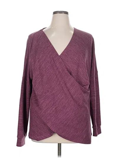 Pre-owned Suzanne Betro Long Sleeve Top Burgundy V Neck Tops