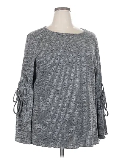 Pre-owned Suzanne Betro Long Sleeve Top Gray Boatneck Tops
