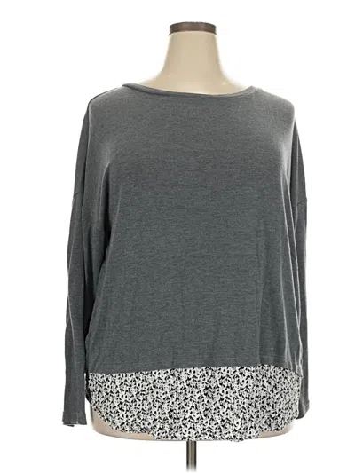Pre-owned Suzanne Betro Long Sleeve Top Gray Boatneck Tops