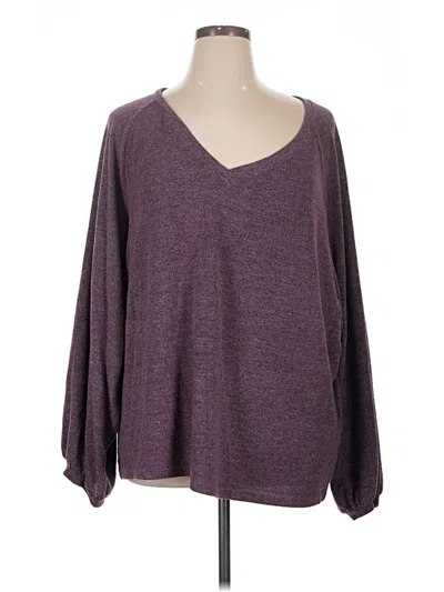 Pre-owned Suzanne Betro Long Sleeve Top Purple V-neck Tops
