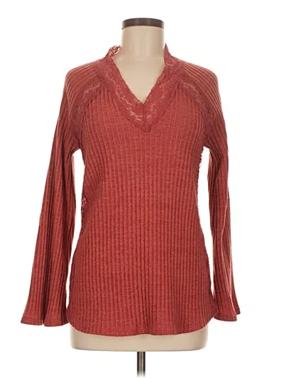 Pre-owned Suzanne Betro Long Sleeve T-shirt In Burgundy