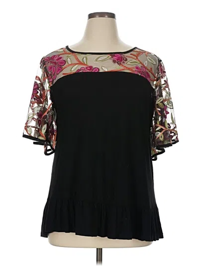 Pre-owned Suzanne Betro Short Sleeve Blouse In Black