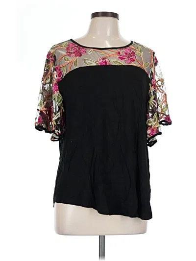Pre-owned Suzanne Betro Short Sleeve Blouse In Black