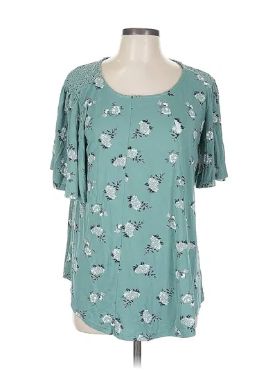 Pre-owned Suzanne Betro Short Sleeve Blouse In Blue