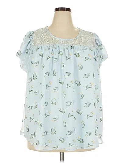 Pre-owned Suzanne Betro Short Sleeve Blouse In Blue