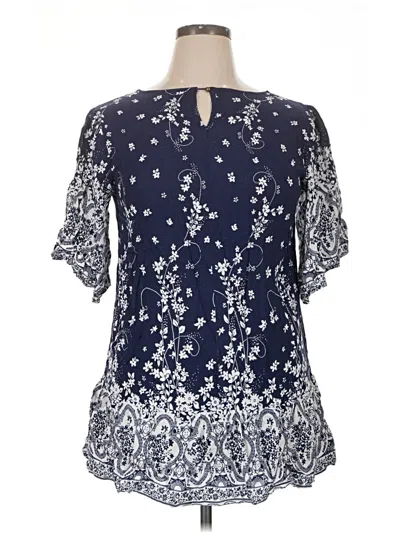 Pre-owned Suzanne Betro Short Sleeve Blouse In Blue