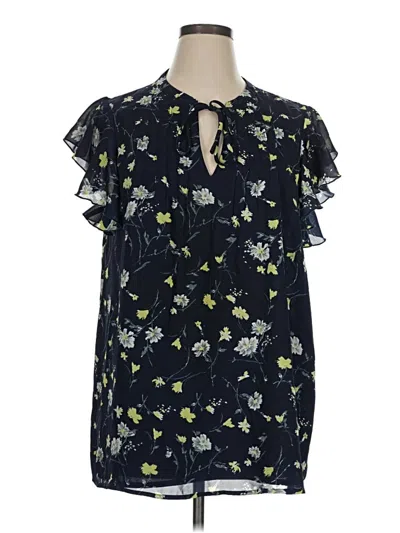 Pre-owned Suzanne Betro Short Sleeve Blouse In Blue