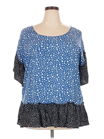 Pre-owned Suzanne Betro Short Sleeve Blouse In Blue
