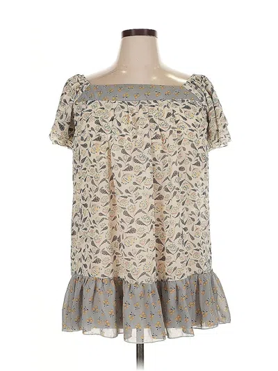 Pre-owned Suzanne Betro Short Sleeve Blouse In Brown