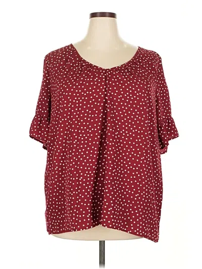 Pre-owned Suzanne Betro Short Sleeve Blouse In Burgundy