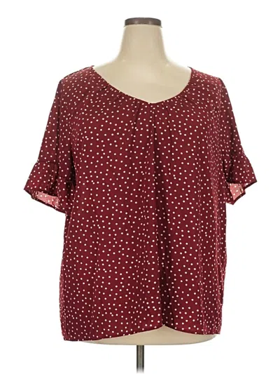 Pre-owned Suzanne Betro Short Sleeve Blouse In Burgundy