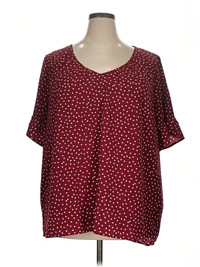 Pre-owned Suzanne Betro Short Sleeve Blouse In Burgundy