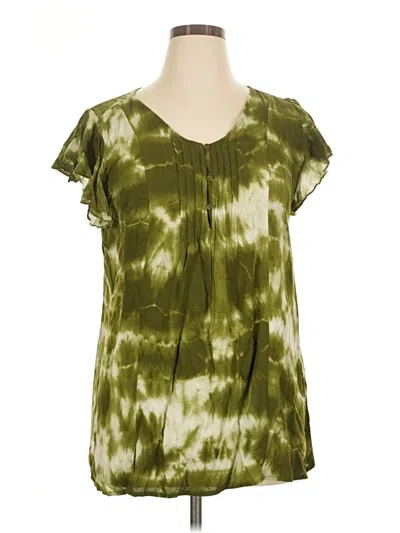 Pre-owned Suzanne Betro Short Sleeve Blouse In Green