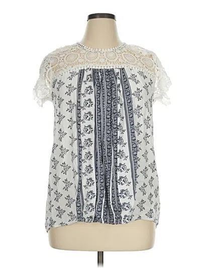 Pre-owned Suzanne Betro Short Sleeve Blouse In Ivory