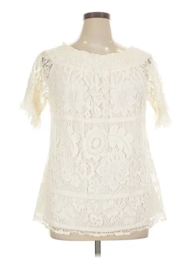 Pre-owned Suzanne Betro Short Sleeve Blouse In Ivory