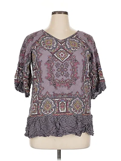Pre-owned Suzanne Betro Short Sleeve Blouse In Purple
