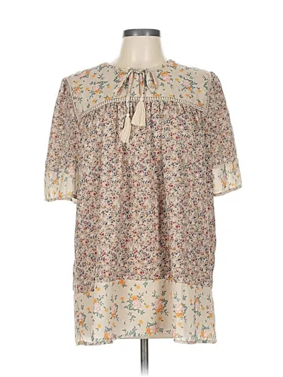 Pre-owned Suzanne Betro Short Sleeve Blouse In White