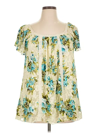 Pre-owned Suzanne Betro Short Sleeve Blouse In White