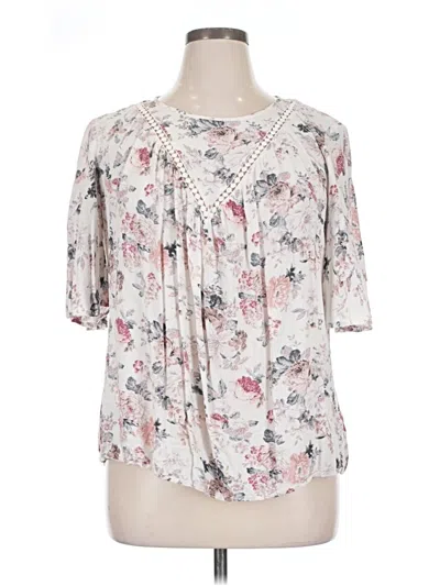 Pre-owned Suzanne Betro Short Sleeve Blouse In White