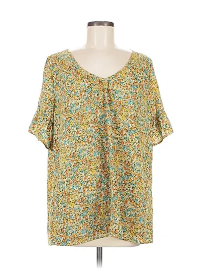 Pre-owned Suzanne Betro Short Sleeve Blouse In Yellow