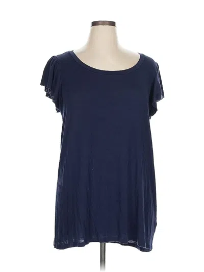 Pre-owned Suzanne Betro Short Sleeve Top Blue Cold Shoulder Neckline Tops