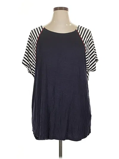 Pre-owned Suzanne Betro Short Sleeve Top Blue Scoop Neck Tops