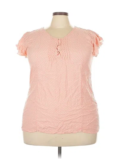 Pre-owned Suzanne Betro Short Sleeve Top Pink Keyhole Neckline Tops