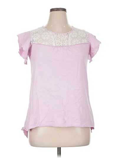 Pre-owned Suzanne Betro Short Sleeve Top Pink Keyhole Neckline Tops