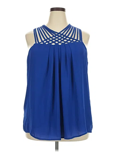 Pre-owned Suzanne Betro Sleeveless Blouse In Blue