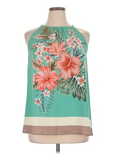 Pre-owned Suzanne Betro Sleeveless Blouse In Teal
