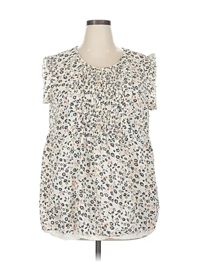 Pre-owned Suzanne Betro Sleeveless Blouse In White