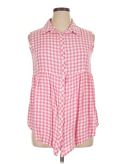Pre-owned Suzanne Betro Sleeveless Button Down Shirt In Pink