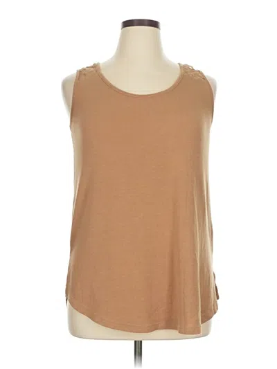 Pre-owned Suzanne Betro Sleeveless Top Tan Scoop Neck Tops In Brown