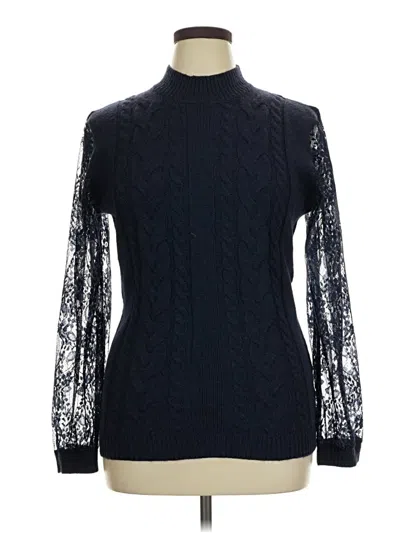 Pre-owned Suzanne Betro Turtleneck Sweater In Blue