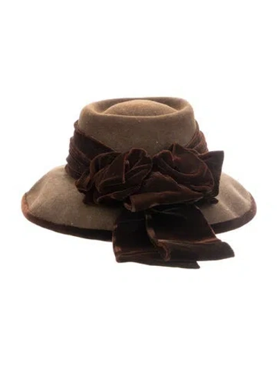 Pre-owned Suzanne Fur Fedora Hat In Brown