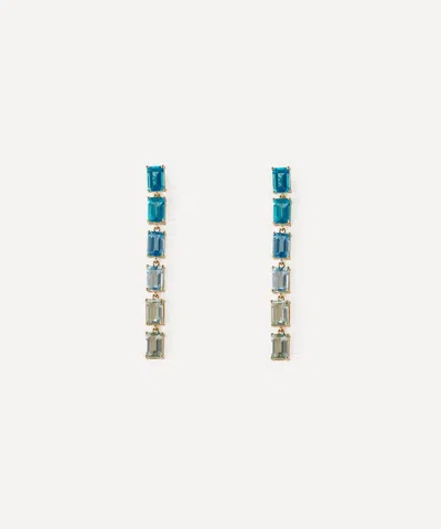 Suzanne Kalan 14ct Gold Amalfi Emerald Cut Blue Ombre Drop Earrings