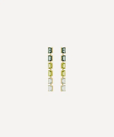 Suzanne Kalan 14ct Gold Amalfi Emerald Cut Green Ombre Midi Drop Earrings