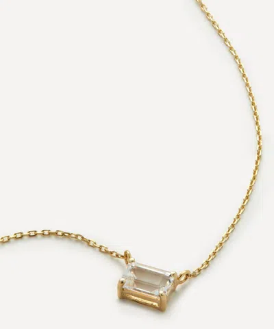 Suzanne Kalan 14ct Gold Amalfi Emerald Cut White Topaz Pendant Necklace