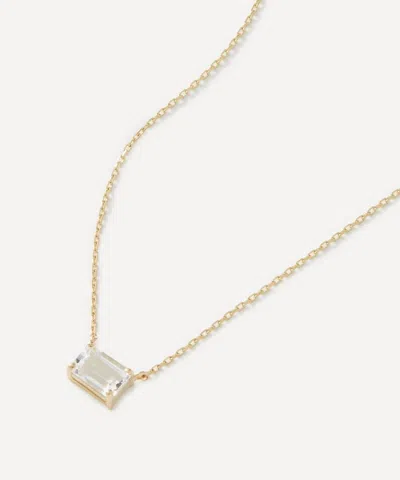Suzanne Kalan 14ct Gold Amalfi Emerald Cut White Topaz Pendant Necklace