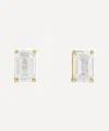 Suzanne Kalan 14ct Gold Amalfi Emerald Cut White Topaz Stud Earrings