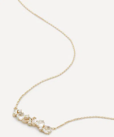 Suzanne Kalan 14ct Gold Amalfi White Topaz Bar Pendant Necklace