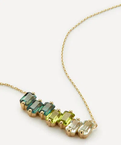 Suzanne Kalan 14ct Gold Ann Green Ombre Bar Pendant Necklace