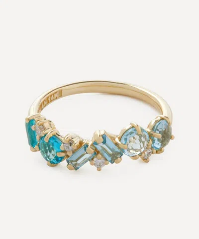 Suzanne Kalan 14ct Gold Blue Mix Diamond Half Band Ring