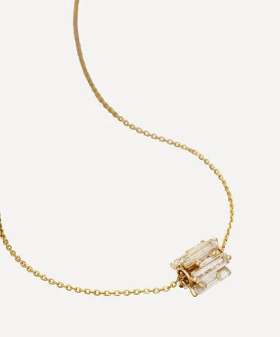 Suzanne Kalan 14ct Gold Infinite White Topaz Rondelle Pendant Necklace
