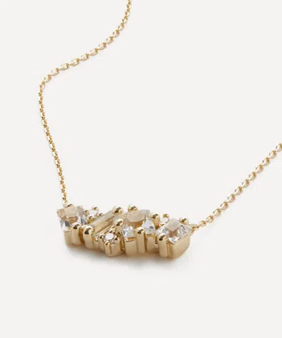Suzanne Kalan 14ct Gold Light Blue Mix Diamond Bar Pendant Necklace